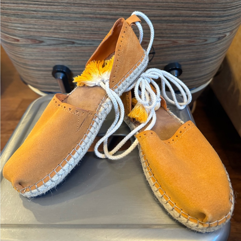 Tom’s Saffron Suede Katalina Ankle Wrap Espadrilles